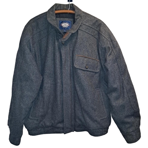 KNIGHTS BRIDGE Dark Grey Wool Full Zip Long Sleeve Coat Size Large - Picture 1 of 14